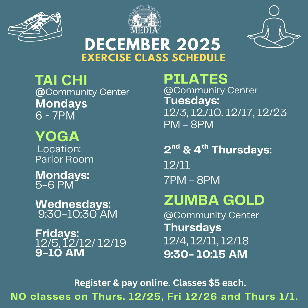 EXERCISE CLASS Schedule DECEMBER