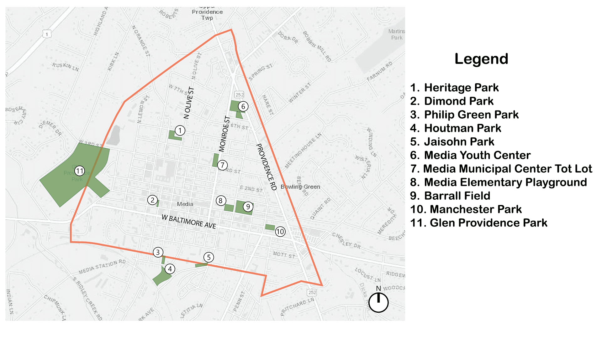 Media Borough Parks Map Opens in new window